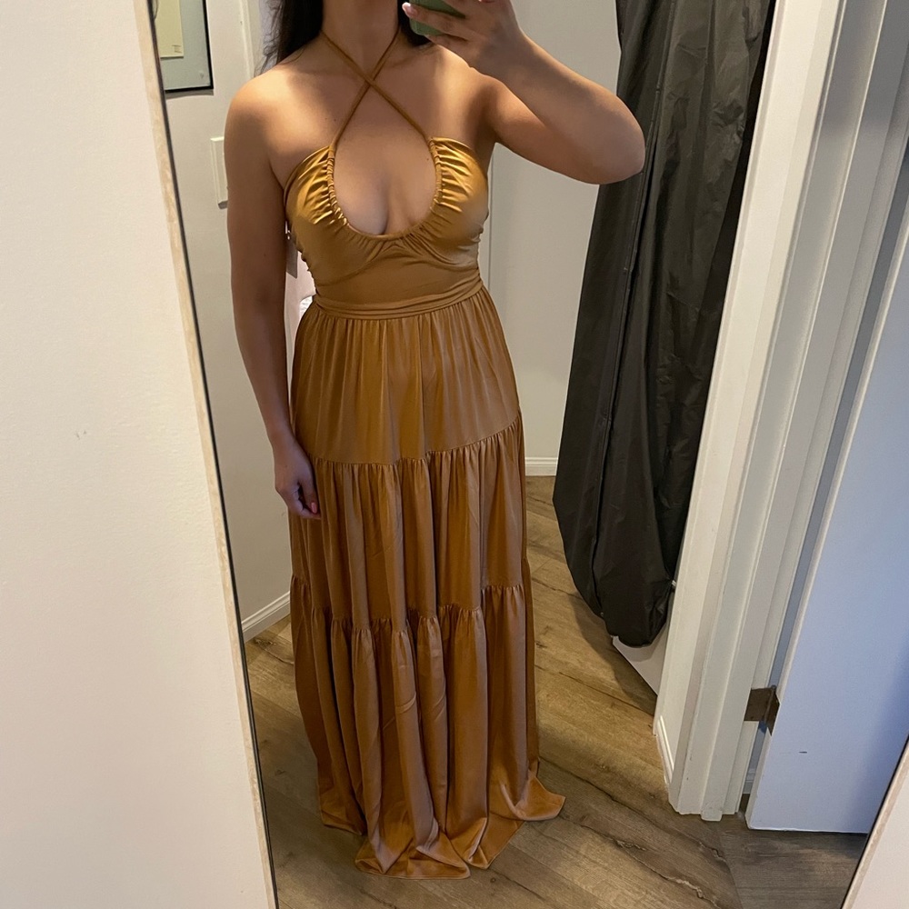 A.L.C. Cecilia Halter Dress - Gold. New